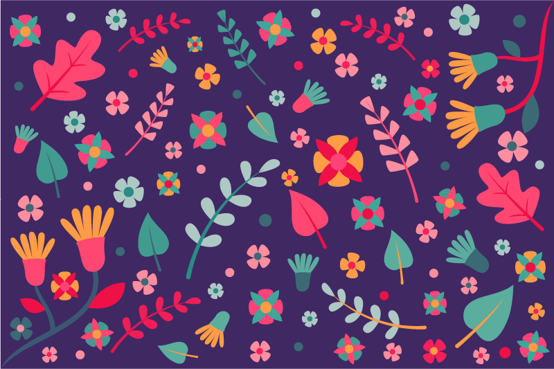 Tappeto vinile fiori esplosione di colori floreali - TenStickers