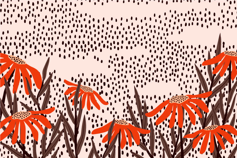 Tappeto vinile camera da letto macchie floreali serenità - TenStickers