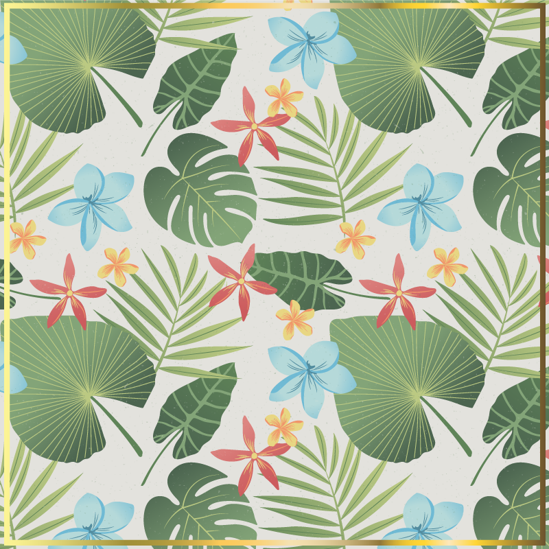 Tappeto vinile fiori disegno floreale tropicale - TenStickers
