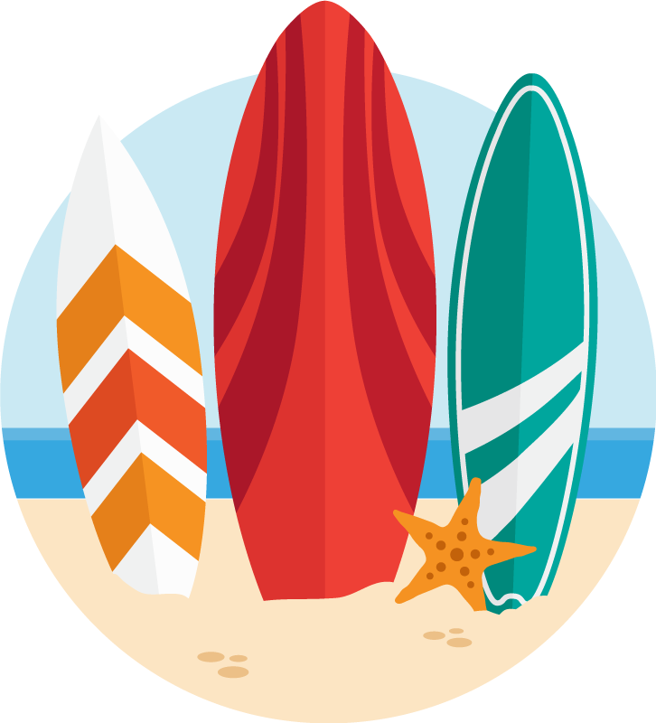 Tappeto vinile esterno trio di tavole da surf - TenStickers