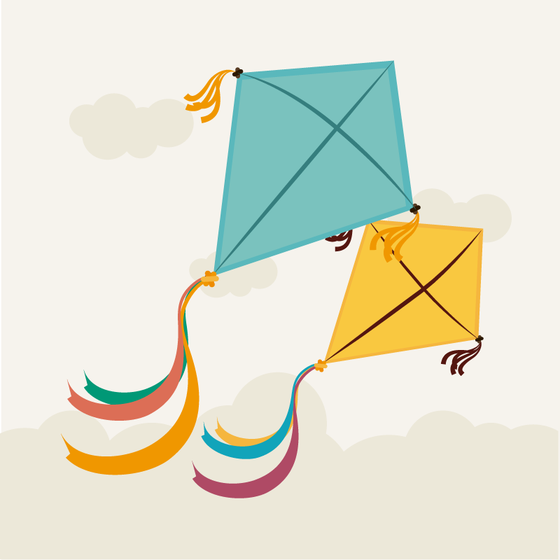 Tappeto vinile per bambini illustrazione di aquiloni volanti - TenStickers