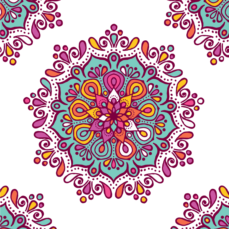 Tappeto vinile Mandala motivo intricato colorato - TenStickers