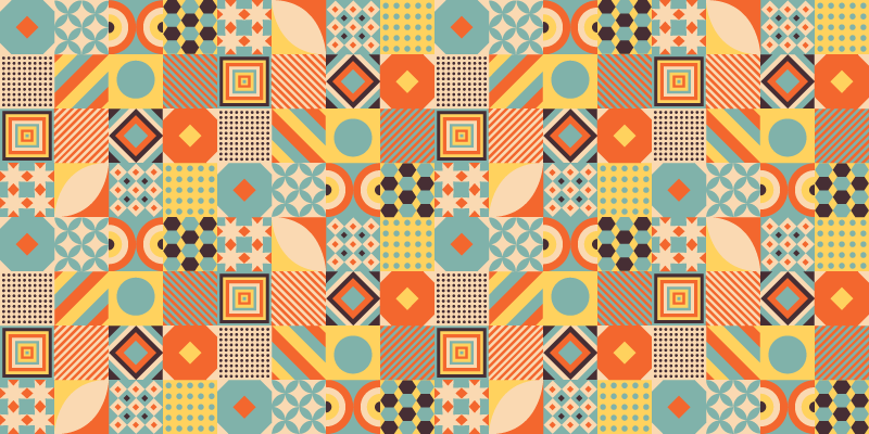 Tappeto vinile geometrico concetto di piastrelle vivaci - TenStickers