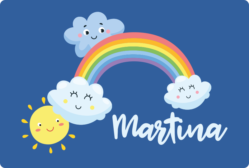 Tappeto vinile per bambini nuvole personalizzate arcobaleno - TenStickers
