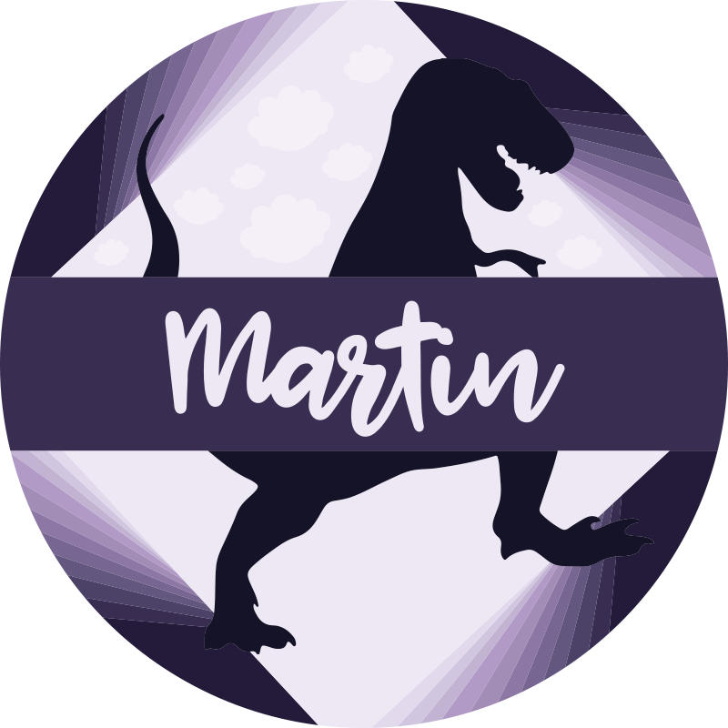 Tappeto in vinile con nome Dinosauro fresco  - TenStickers