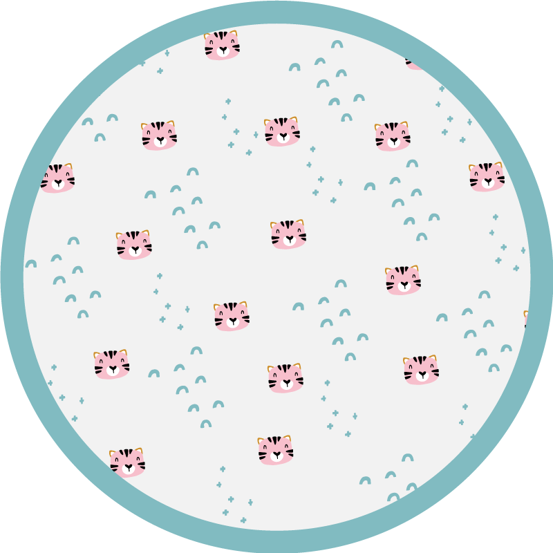 Tappeto vinile per bambini arcobaleni blu e gatti rosa - TenStickers
