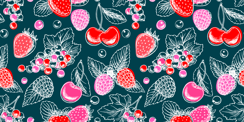 Tappeto pvc cucina illustrazione di una serie di frutti - TenStickers