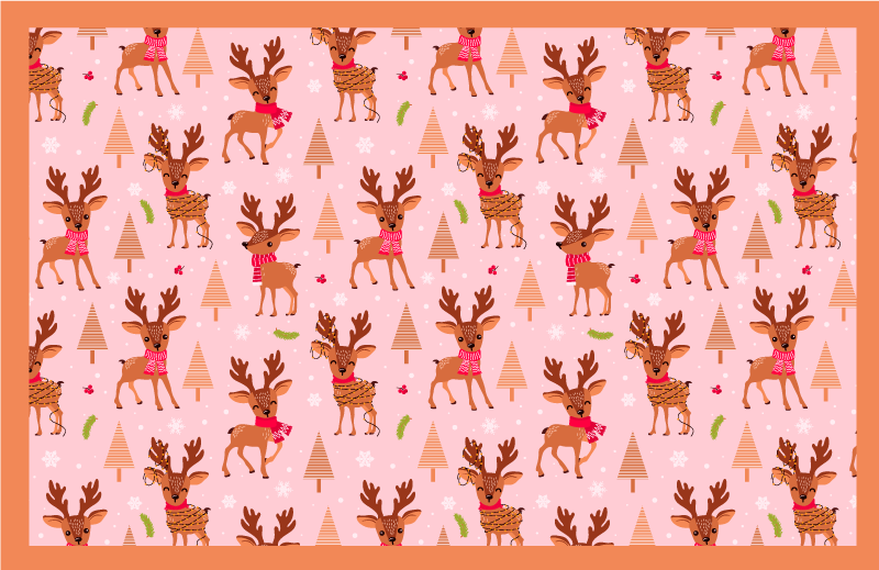 Tappeto Vinile Natale tema rosa renna - TenStickers
