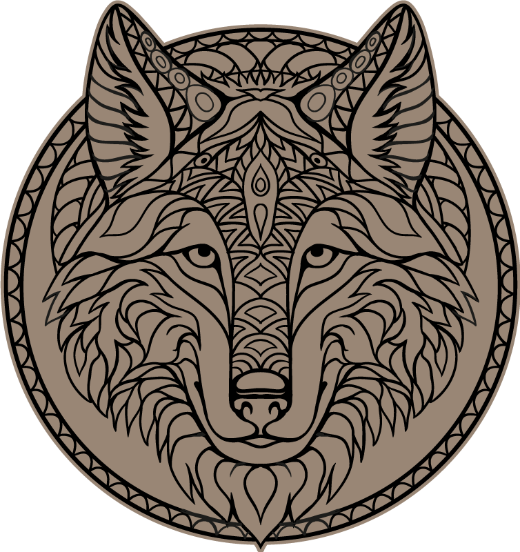 Tappeto vinile animali disegno del lupo marrone - TenStickers