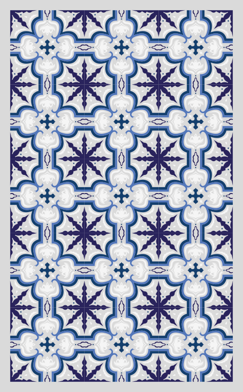 Tappeto vinile piastrelle intricato motivo blu - TenStickers