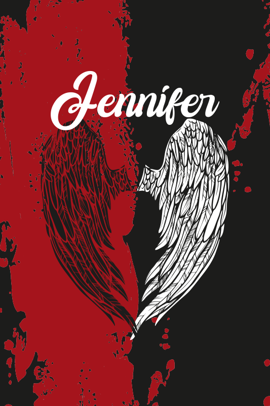 Tappeto vinile per ragazzi ali a forma di cuore con nome - TenStickers