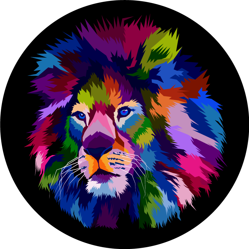 Tappeto vinile animali testa di leone colorata - TenStickers