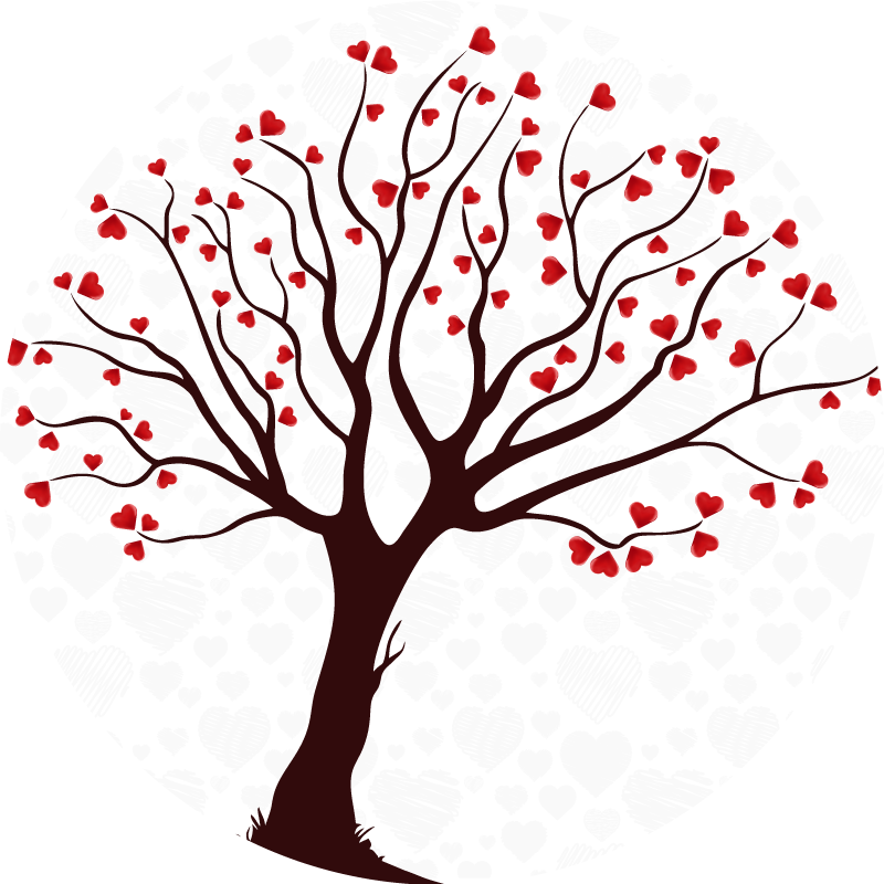 Tappeto vinile fiori albero dei cuori - TenStickers