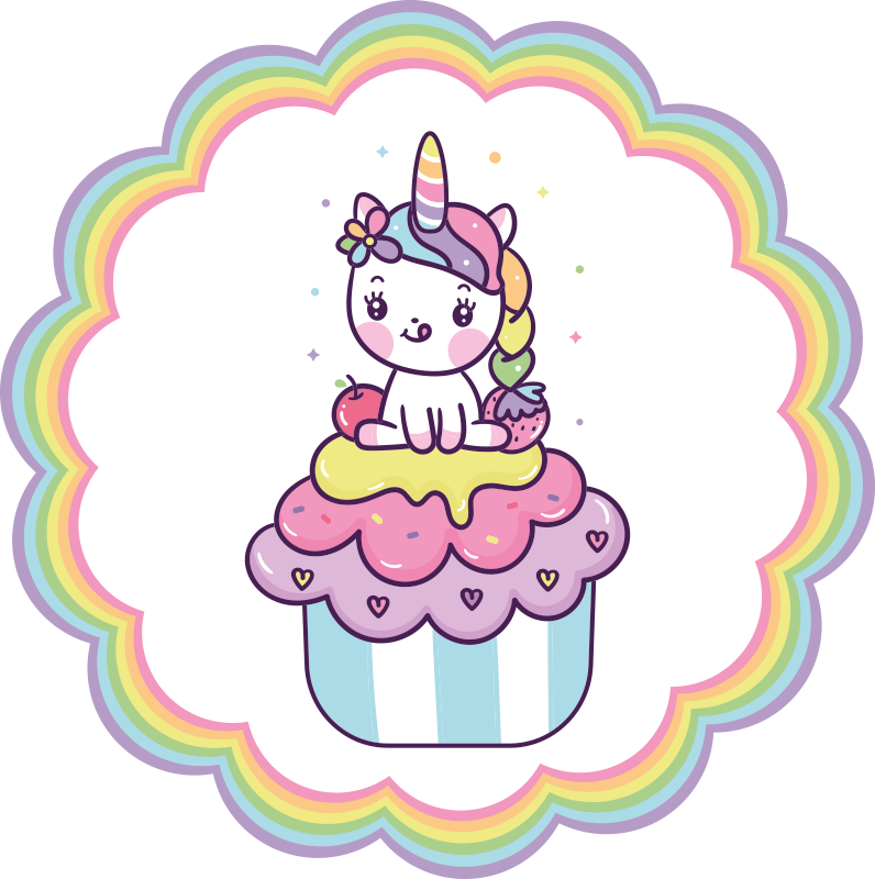 Tappeto vinile per bambini unicorno in un cupcake - TenStickers
