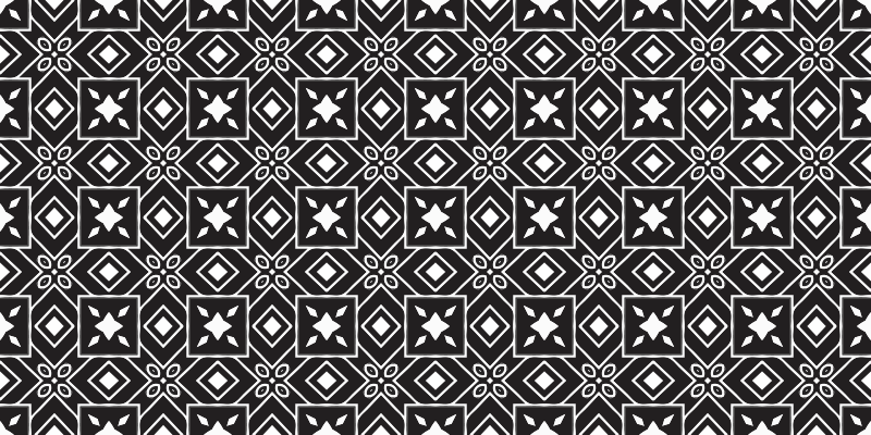 Tappeto pvc cucina stile bianco e nero - TenStickers