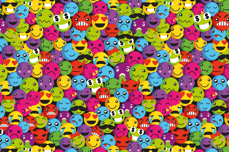 Tappeto vinile per ragazzi espressioni emoji colorate - TenStickers