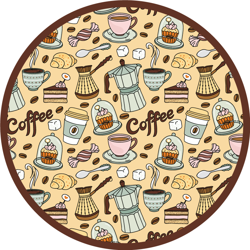 Tappeto pvc cucina design del caffè rotondo - TenStickers