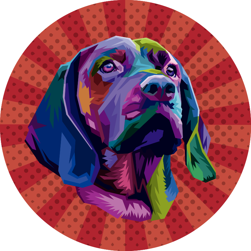 Tappeto vinile animali ritratto di cane colorato - TenStickers