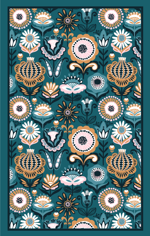 Tappeto vinile camera da letto motivi floreali a foglie - TenStickers