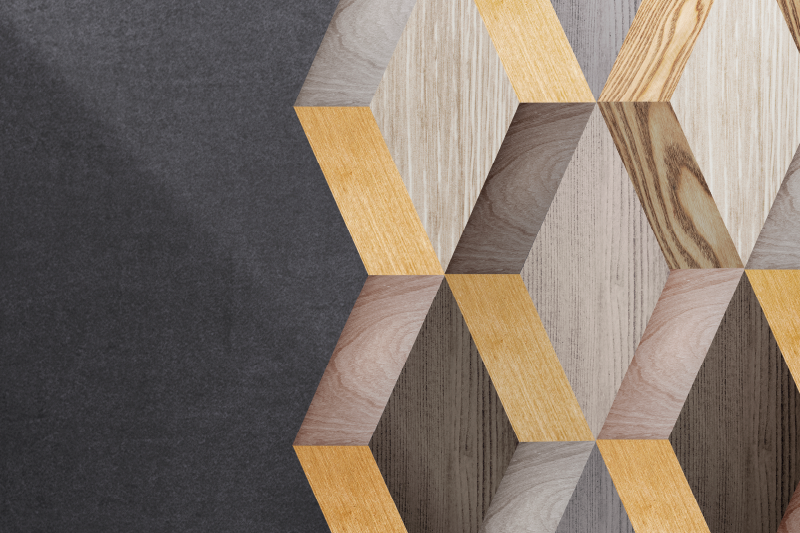 Tappeto vinile effetto legno motivo cubico geometrico - TenStickers