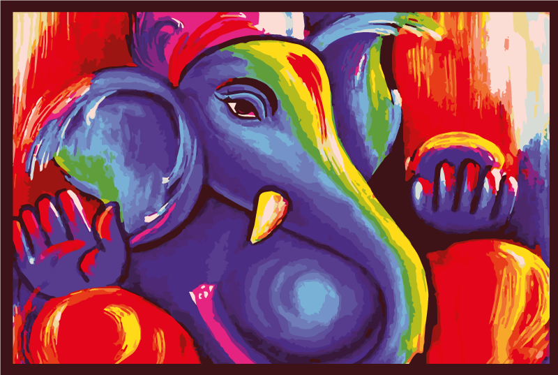 Tappeto vinile animali opera d'arte di elefanti colorati - TenStickers