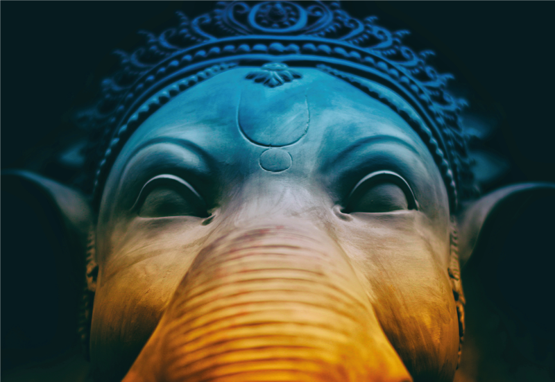 Tappeto vinile etnico facce di elefanti eteree - TenStickers