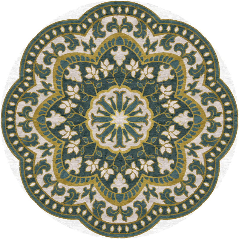 Tappeto vinile Mandala motivo floreale circolare verde - TenStickers