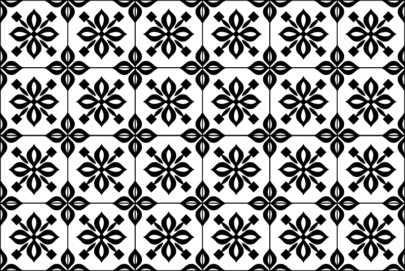 Tappeto in vinile soggiorno mosaico bianco nero - TenStickers