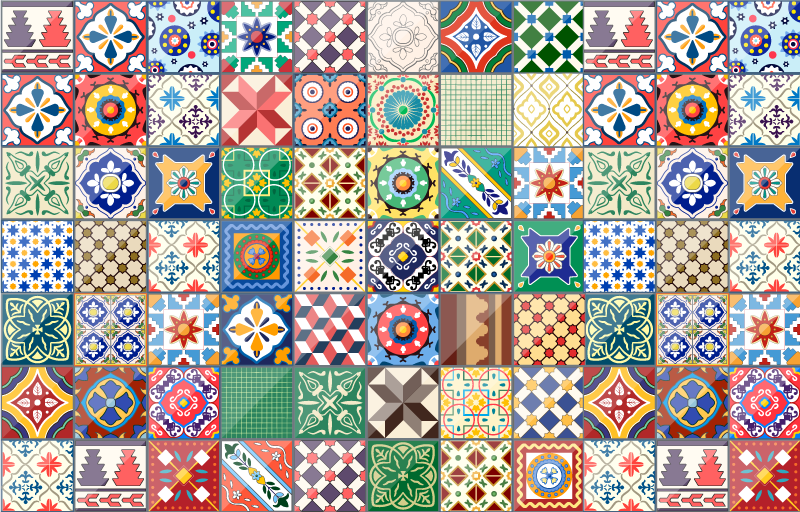 Tappeto vinile piastrelle ceramiche a mosaico vibranti - TenStickers