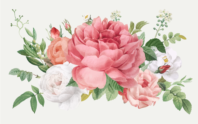 Tappeto vinile fiori composizione floreale vivace - TenStickers