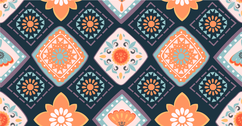 Tappeto vinile bagno vivace disegno floreale - TenStickers