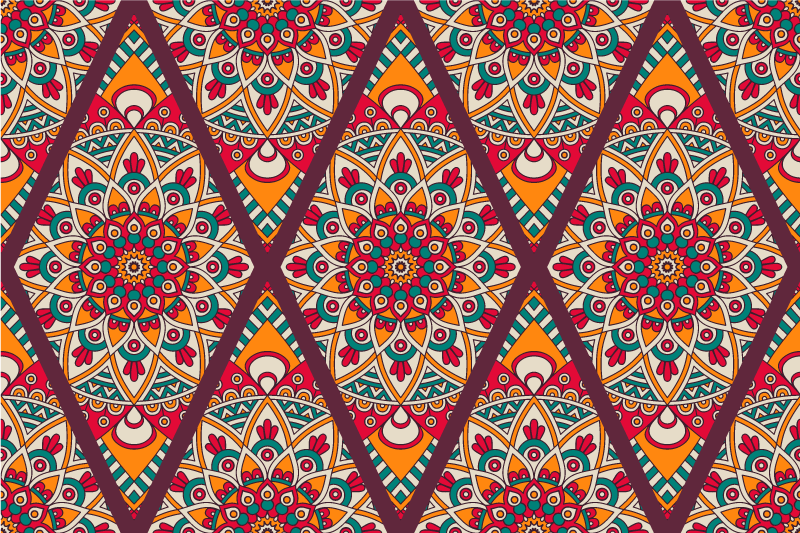Tappeto vinile mandala motivo piastrelle colorate - TenStickers