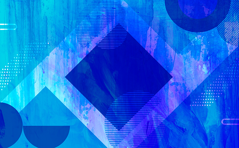 Tappeto vinile minimalista motivi geometrici blu - TenStickers