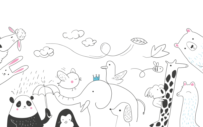 Tappeto vinile bebé amici animali minimalisti - TenStickers