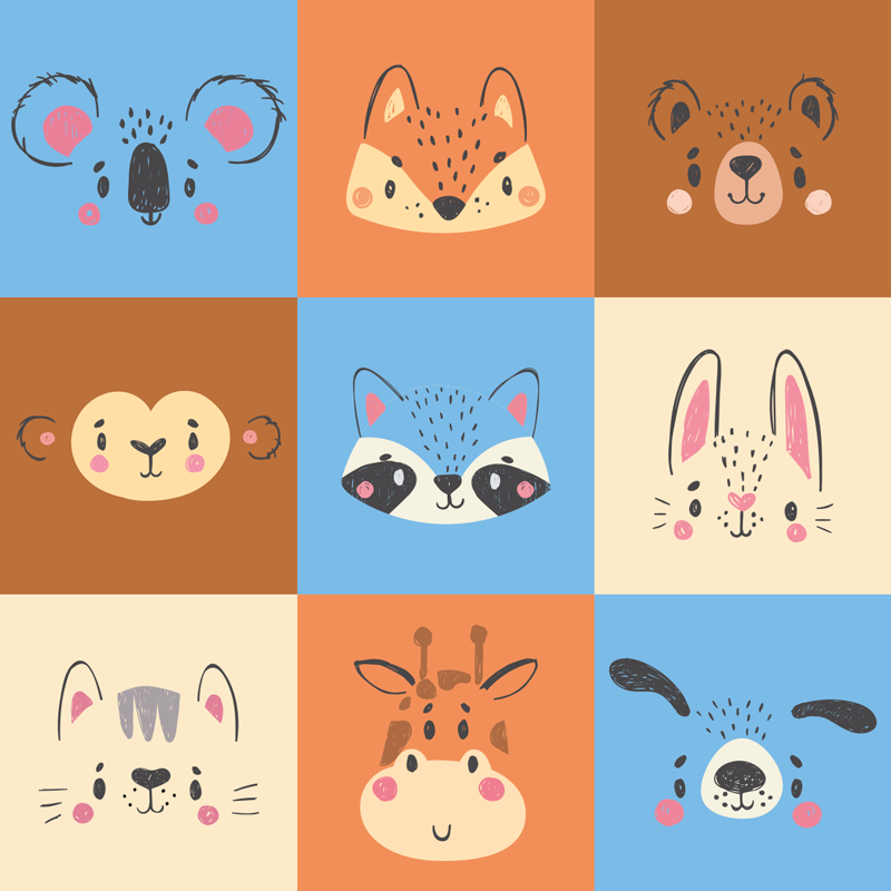 Tappeto vinile per bambini piastrelle di cuccioli di animali - TenStickers