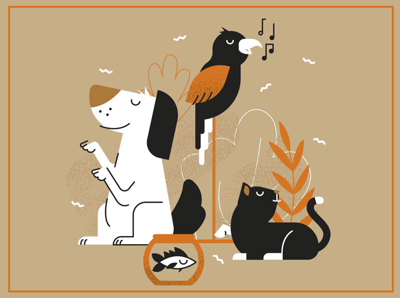 Tappeto vinile animali illustrazione beige pet - TenStickers