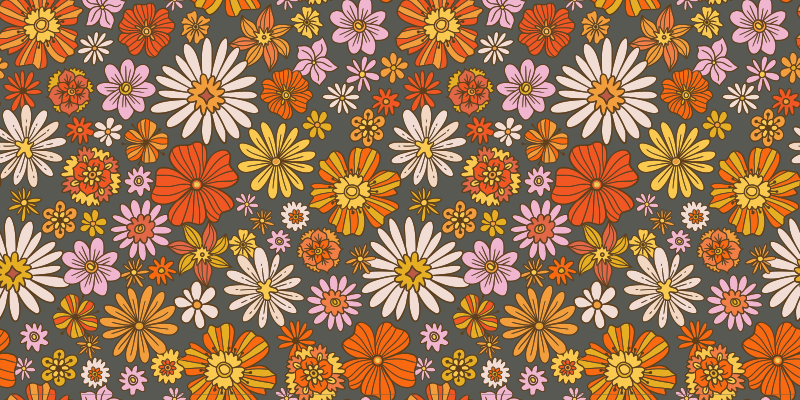 Tappeto vinile fiori set animato - TenStickers