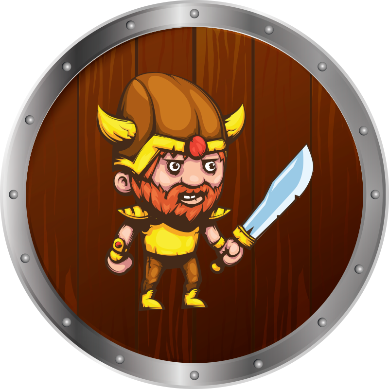 Tappeto vinile per bambini guerriero vichingo su marrone - TenStickers