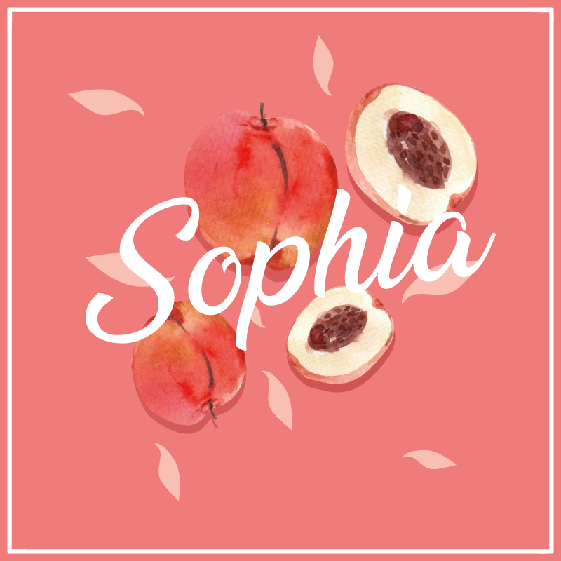 Tappeto vinile per ragazzi pesche rosa con nome - TenStickers