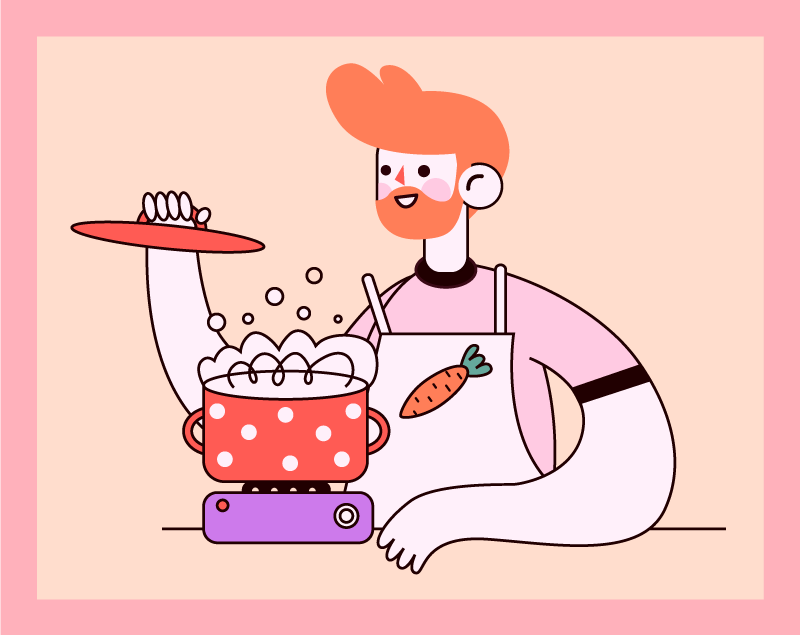 Tappeto pvc cucina uomo dai capelli rossi che prepara cibo - TenStickers