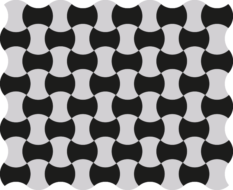 Tappeto vinile geometrico curve in bianco e nero - TenStickers