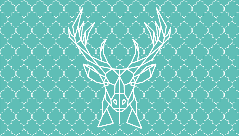 Tappeto vinile animali cervo origami turchese - TenStickers