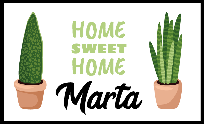 Tappeto vinile con nome dolce casa con piante - TenStickers