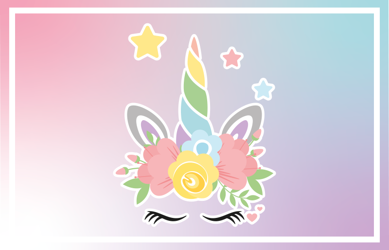 Tappeto vinile per bambini ciondolo floreale unicorno - TenStickers