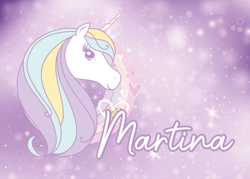 Tappeto vinile con nome terra dei sogni unicorno - TenStickers