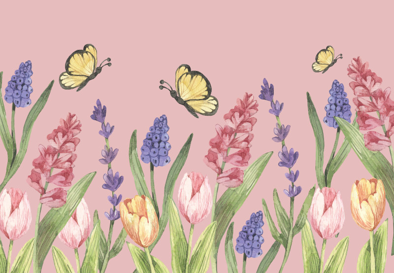 Tappeto vinile fiori emblema del giardino botanico - TenStickers