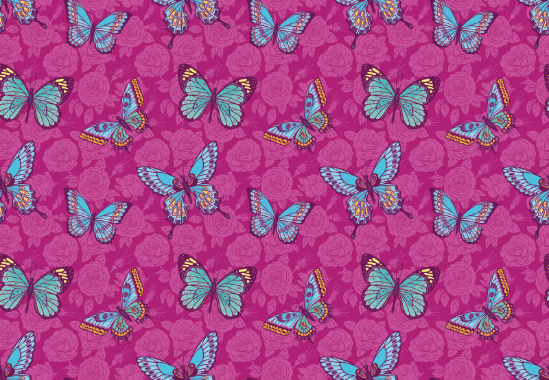 Tappeto vinile fiori motivo floreale farfalla - TenStickers