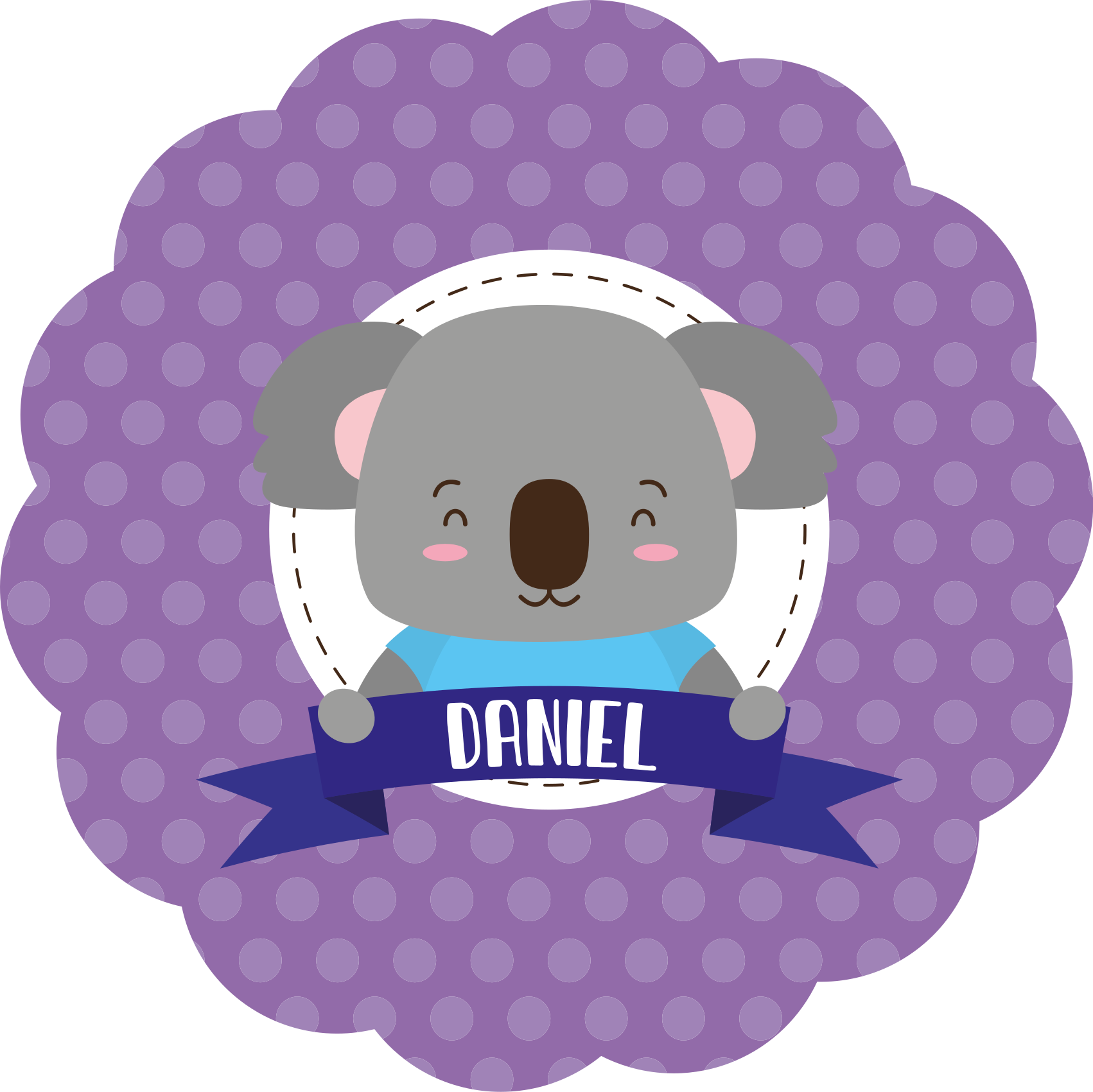 Tappeto vinile bebé simpatico koala con nome - TenStickers
