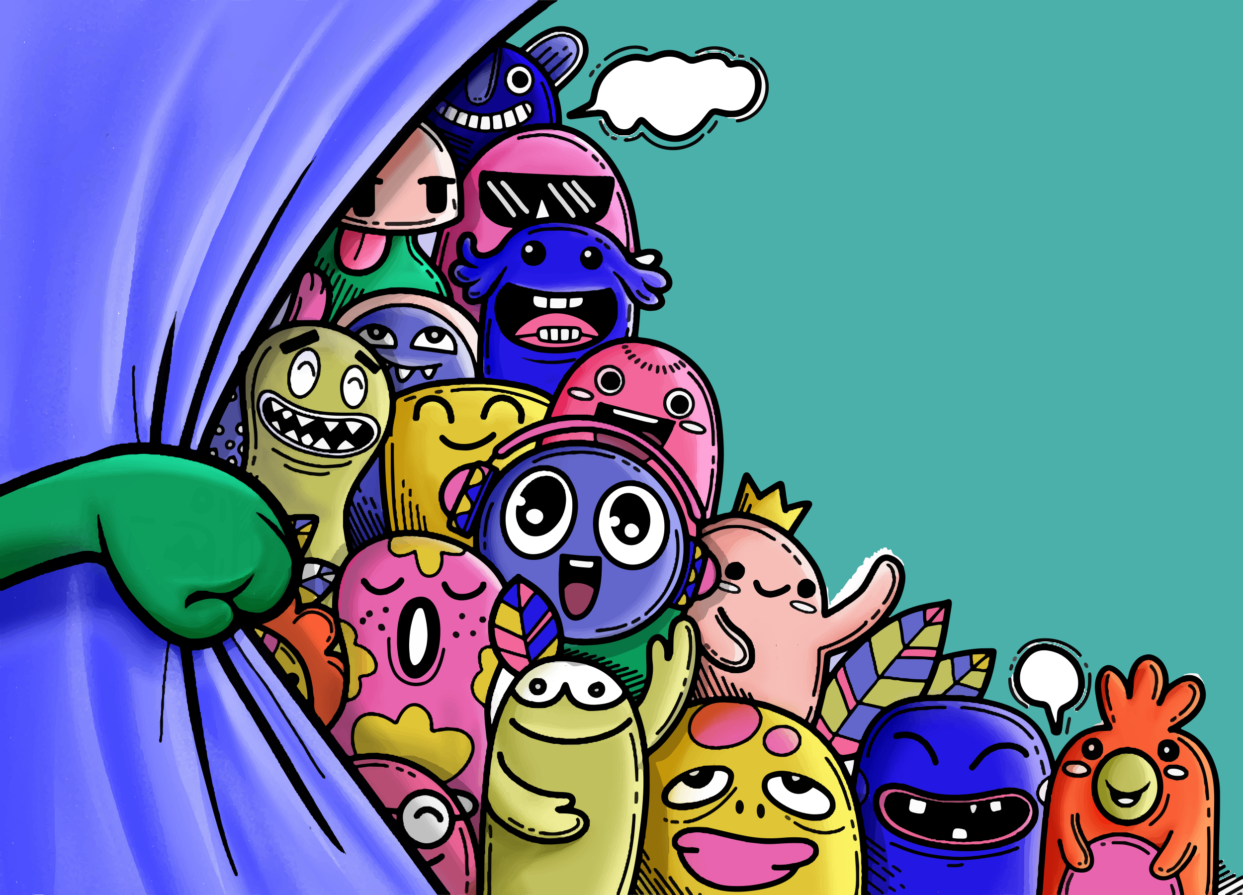 Tappeto vinile per bambini personaggi mostruosi colorati - TenStickers