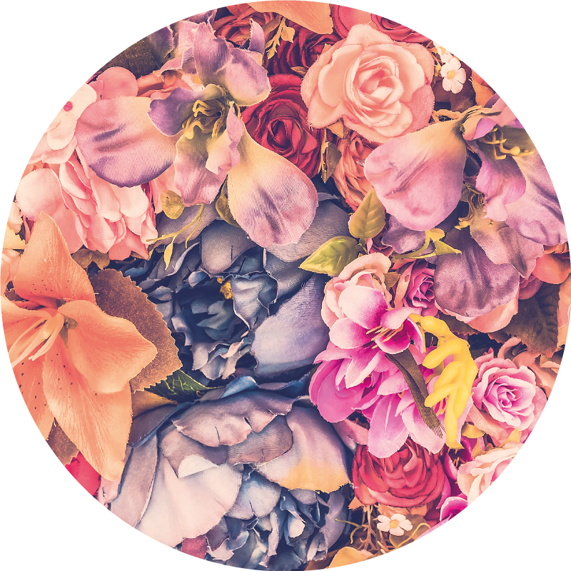 Tappeto vinile fiori composizione floreale rotonda - TenStickers